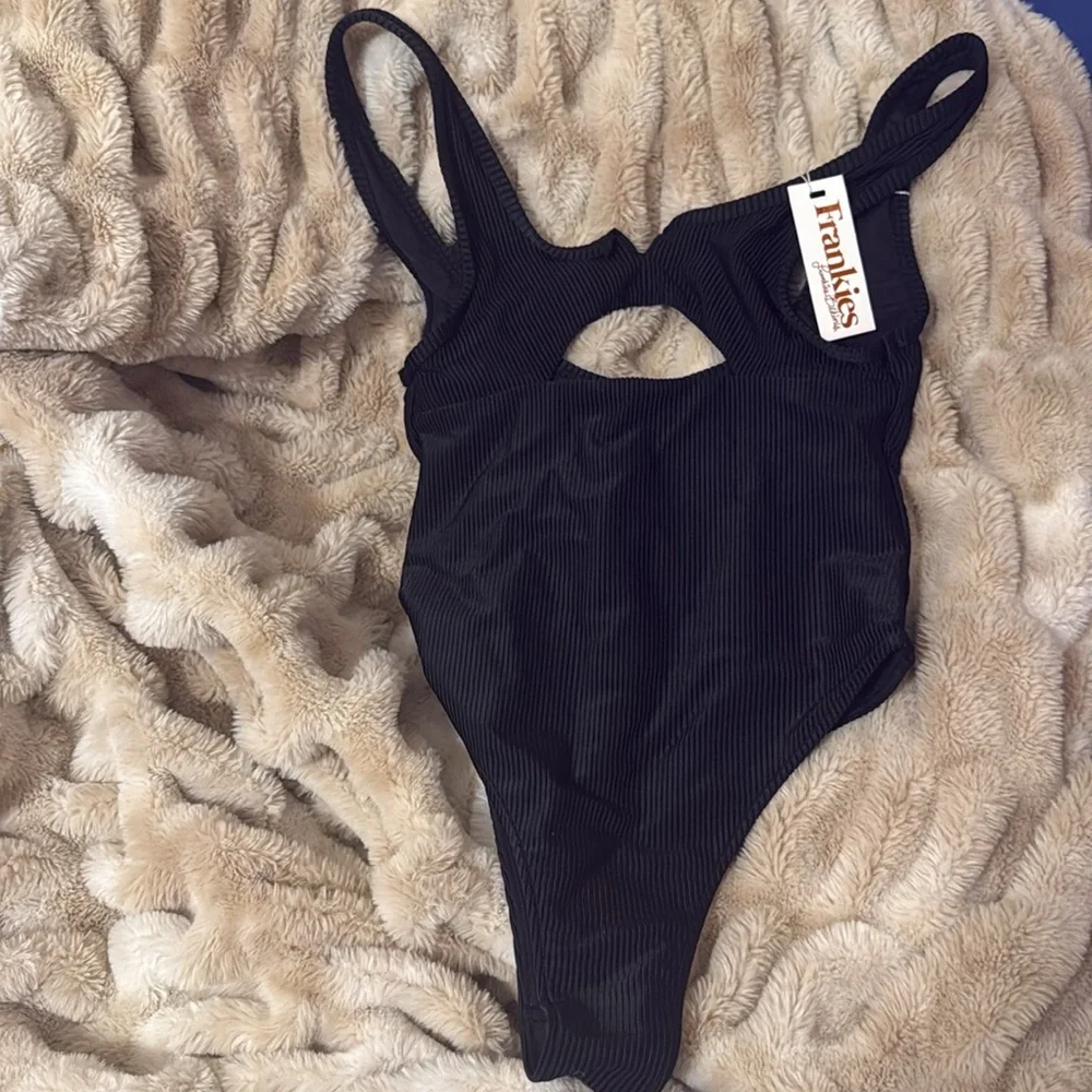 FRANKIE’S BIKINIS Black Ribbed one piece